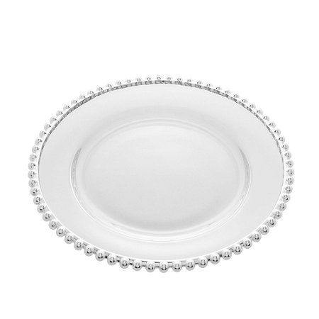 PRATO CRISTAL C/BORDA PRATEADA PEARL 28cm