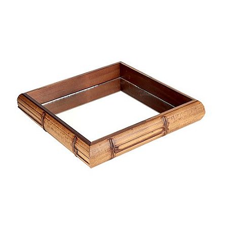 BANDEJA QUADRADA DE MADEIRA BAMBOO L27XP27XA5CM COR MARROM