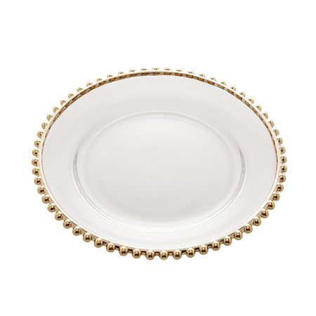 PRATO CRISTAL C/BORDA DOURADA PEARL 28cm
