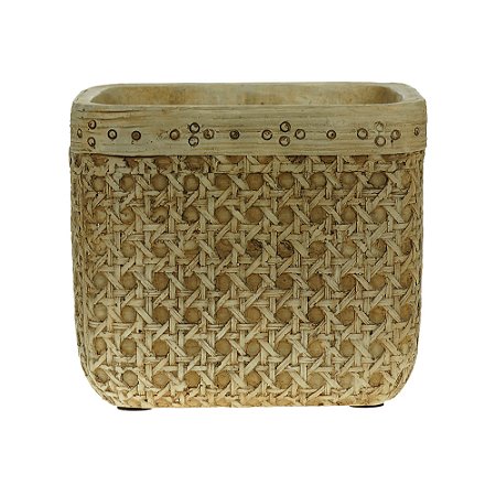 VASO DECORATIVO CIMENTO PALHA 15x13cm