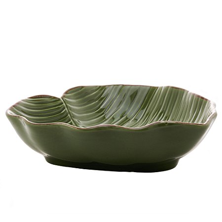 FOLHA DECORATIVA DE CERÂMICA BANANA LEAF VERDE 16x15,5x4,5cm
