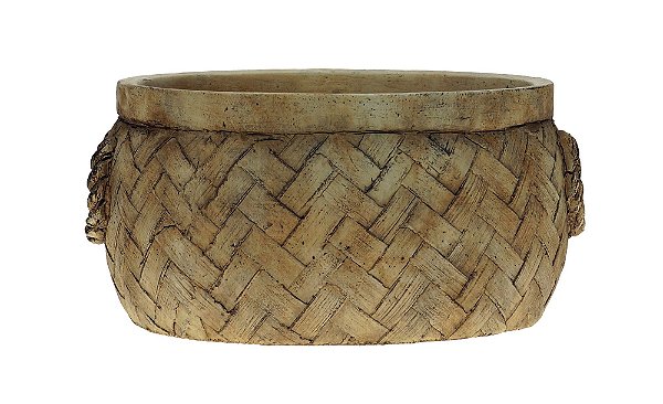 VASO DECORATIVO CIMENTO PALHA 20x19x10cm