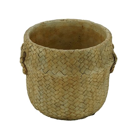 VASO DECORATIVO CIMENTO PALHA 16x15x13cm