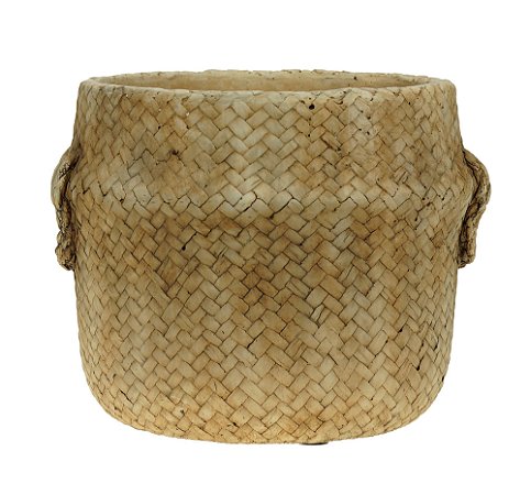 VASO DECORATIVO CIMENTO PALHA 20x19x16cm