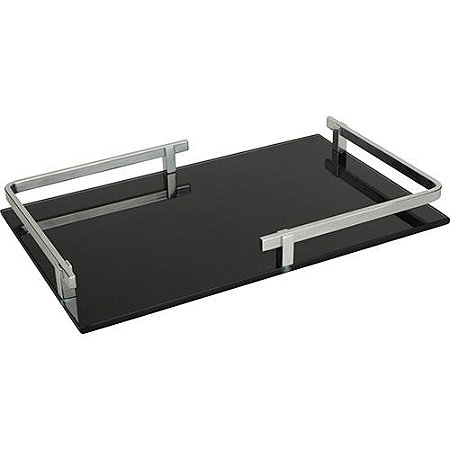 BANDEJA COSMOPOLITAN RETANGULAR VIDRO ALCA ACO INOX 50X30X4