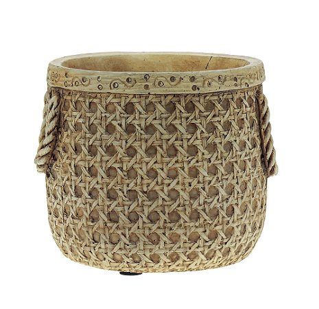 VASO DECORATIVO CIMENTO PALHA 16x15x13cm