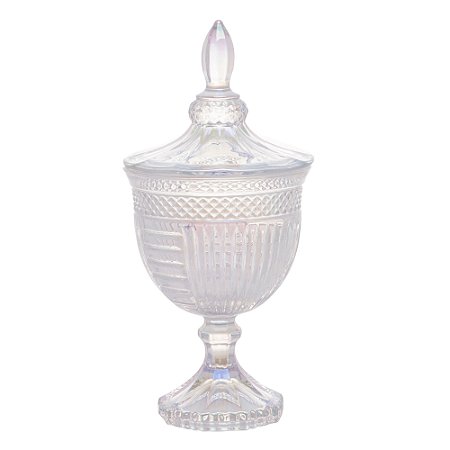 POTICHE DECORATIVO C/PÉ CRISTAL CHUMBO SANTORINI 11,5x24,5cm