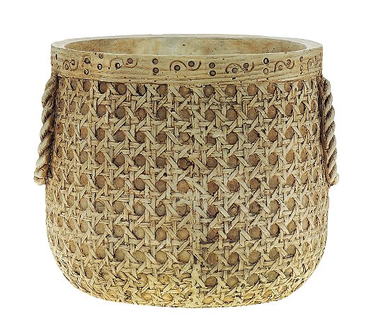 VASO DECORATIVO CIMENTO PALHA 19x17x15cm