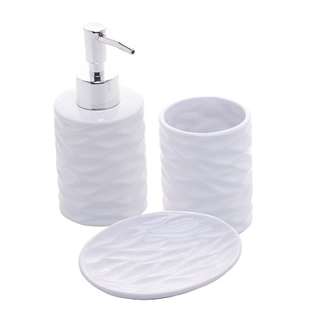 CJ 3PC P/BANHEIRO DE CERÂMICA CANNES BRANCO