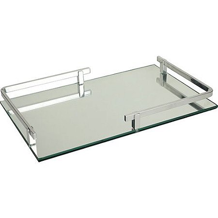 BANDEJA COSMOPOLITA RETANGULAR ESPELHO ALCA ACO INOX 50X30X4