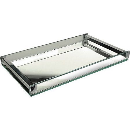 BANDEJA COSMOPOLITA RETANGULAR ESPELHO ALCA ACO INOX 40X25X4