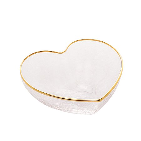 BOWL VIDRO C/BORDA DOURADA HEART 12x11x5cm
