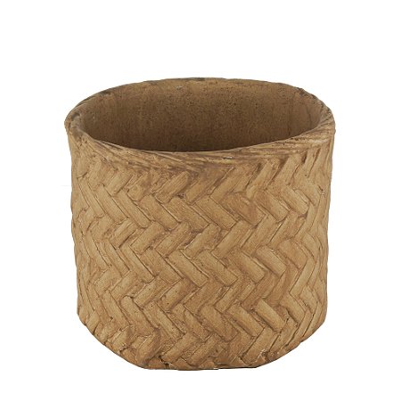 VASO DECORATIVO CIMENTO TRANÇADO PALHA 18x17cm