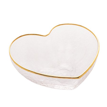 BOWL VIDRO C/BORDA DOURADA HEART 15x14x6cm