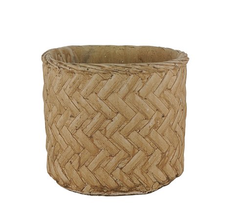 VASO DECORATIVO CIMENTO TRANÇADO PALHA 17x15cm