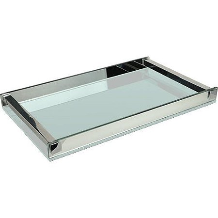BANDEJA COSMOPOLIT RETANGULAR ESPELHAD ALCA ACO INOX 40X25X4