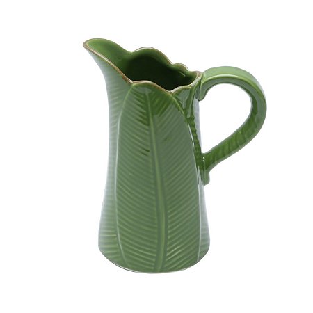 JARRO DE CERÂMICA BANANA LEAF VERDE 14x9x17,5cm