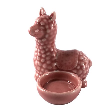 PORTA VELA LLAMA EM PORCELANA L10XP8,5XA10,5CM