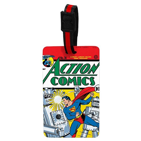 ETIQUETA P/ MALA VINIL ACTION COMICS SUPERMAN DC COLORIDO 10