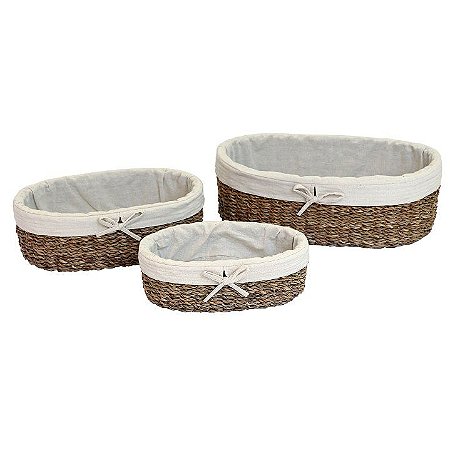 JG 3 CESTAS FIBRA NATURAL C/TECIDO 42X25X13/34X20X11/27X15X9