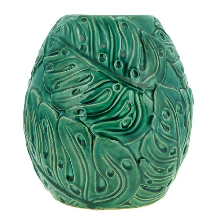 VASO DECORATIVO CERÂMICA FOLHA VERDE 19x21cm