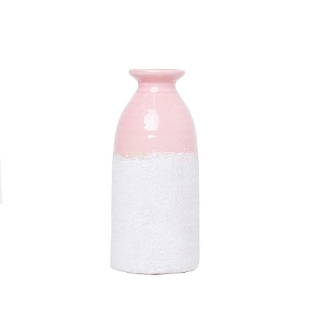 VASO DECORATIVO PORCELANA ROSA/CINZA 7x15cm