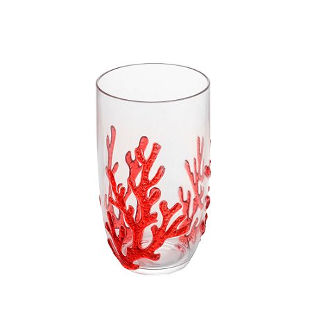 CJ 6 COPOS ALTOS ACRÍLICO CORAL VERMELHO 650ml