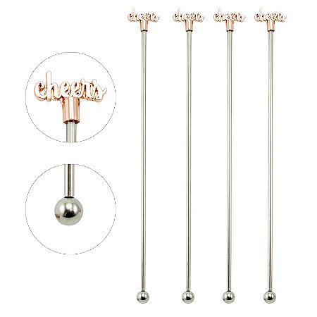 CJ MISTURADORES DRINK 4 PECAS ACO INOX 10X2X22CM COBRE