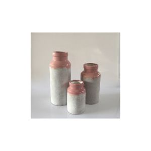 VASO DECORATIVO PORCELANA ROSA/CINZA 13x21cm