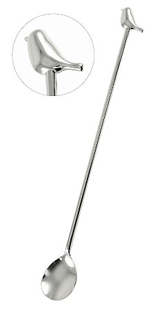 CJ COLHER BAR BIRD 2 PECAS EM ZINCO L6XP2,5XA22CM PRATA