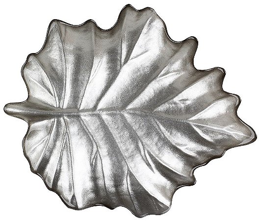 BOWL FOLHAGEM EM VIDRO L36XP29,5XA5,5CM COR CHAMPANHE