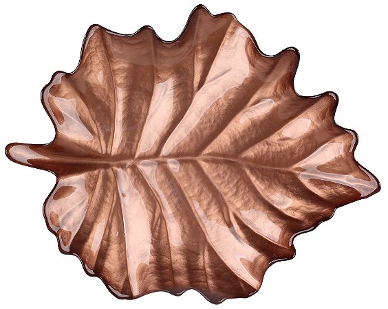 BOWL FOLHAGEM EM VIDRO L43XP34,5XA6CM COR COBRE