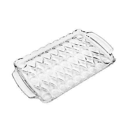 BANDEJA DE CRISTAL ECOLÓGICO ANGEL C/ALÇA TRANSPARENTE 35X21,5X2,5cm
