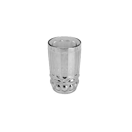 CJ 6 COPOS ALTOS DE VIDRO LIBÉLULA CINZA METALIZADO 350ml