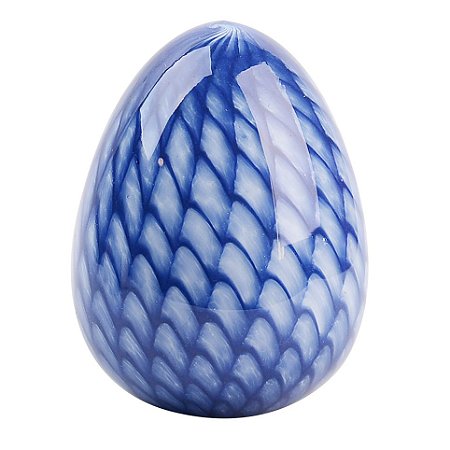 ENFEITE ELIPTICO EM VIDRO D11XA14,5 COR AZUL COBALTO