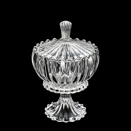 BOMBONIERE DE CRISTAL C/PÉ E TAMPA GENEVA 11X17,5CM