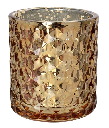 PORTA VELA DIAMOND EM VIDRO D8XA9CM METALICO COR OURO