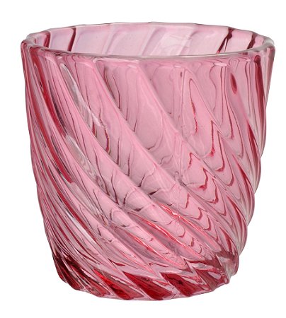 PORTA VELA ONDA EM VIDRO D7,5XA7,5CM COR ROSA