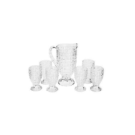 CJ 7 PCS DE CRISTAL DE CHUMBO 1 JARRA 1,35l E 6 TAÇAS 225ml