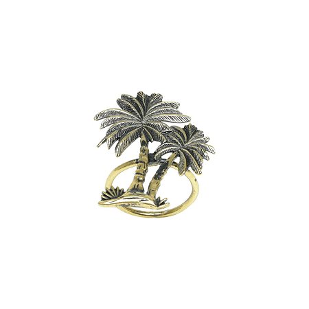 CJ 4 ANÉIS P/GUARDANAPO DE ZAMAC PLAM TREE BRONZE ENVELHECIDO 5X6cm