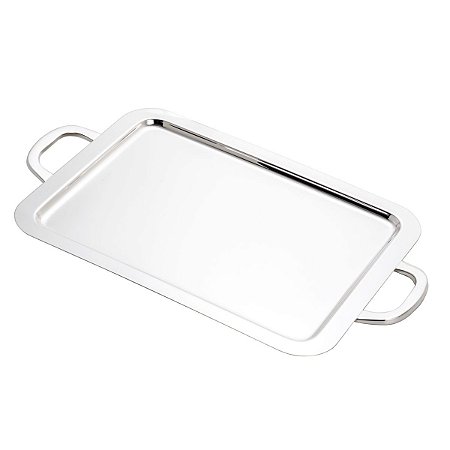 BANDEJA 50X40CM QUEENS ALÇA LISA PRATA