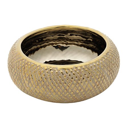 VASO DECORATIVO CERÂMICA DOURADO 20x8cm