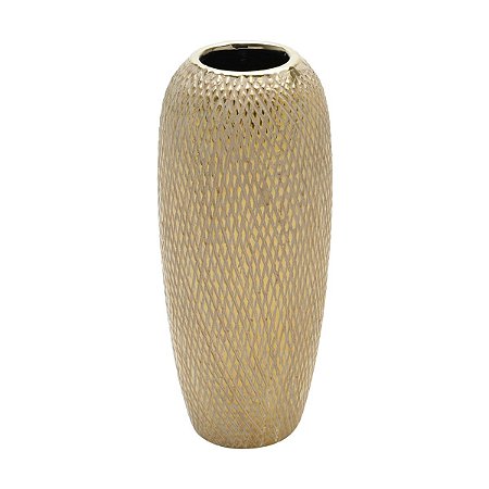 VASO DECORATIVO CERÂMICA DOURADO 15x35cm