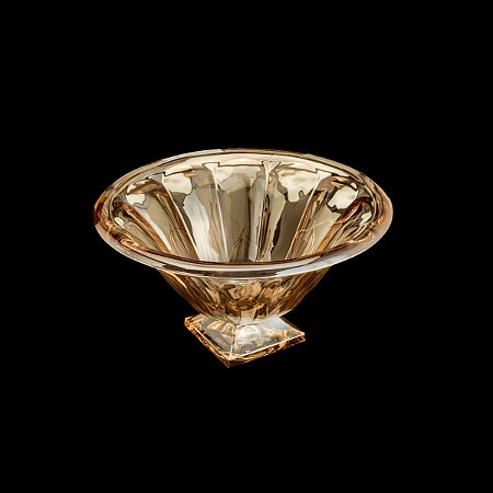 CENTRO DE MESA DECORATIVO DE CRISTAL C/PÉ PANEL AMBAR 37X20cm