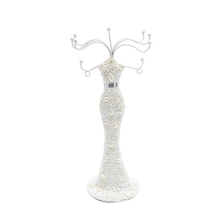 SUPORTE P/ BIJUTERIAS EM FORMA DE MANEQUIM DE METAL CREME