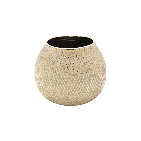 VASO DECORATIVO CERÂMICA DOURADO 16x13cm