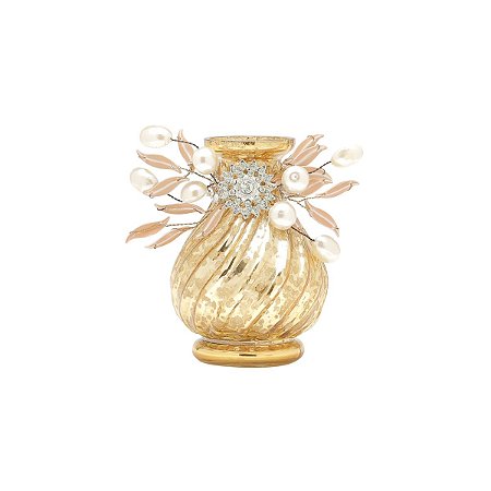 VASINHO BEADED FLOWER DOURADO 6CMØ X 9CM