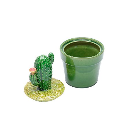 POTICHE DE CERÂMICA CACTOS VERDE 13x21cm