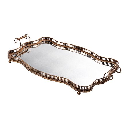 BANDEJA DE FERRO COM FUNDO ESPELHADO 91X52X9CM