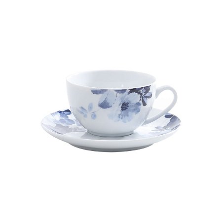 CJ 6 XÍCARAS DE PORCELANA P/CHÁ C/PIRES LIMOGES EDEN BLEU 200ml